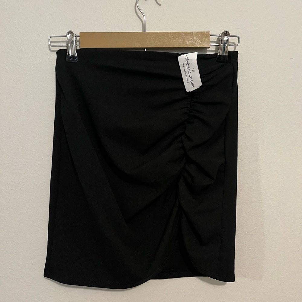 NWT Windsor Black Ruched Bodycon Mini Skirt